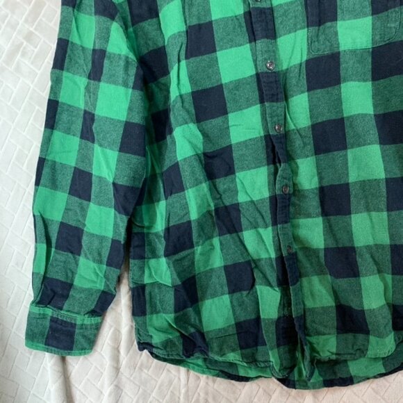 Croft & Barrow Mens Medium Button Shirt Plaid Green Flannel Long Sleeve Collared - Picture 5 of 16